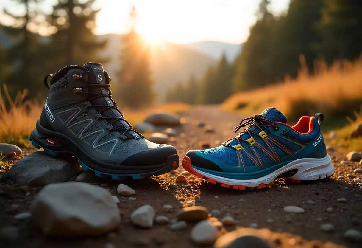 Hiking boots vs. trail runners side-by-side